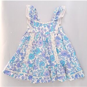 Happily Grey Kids Fit & Flare Dress Baby Girl 12M Blue Floral Flutter Lace